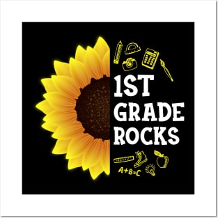 Sunflower 1st Grade Rocks Shirt Teacher Student Kid Back To School Posters and Art